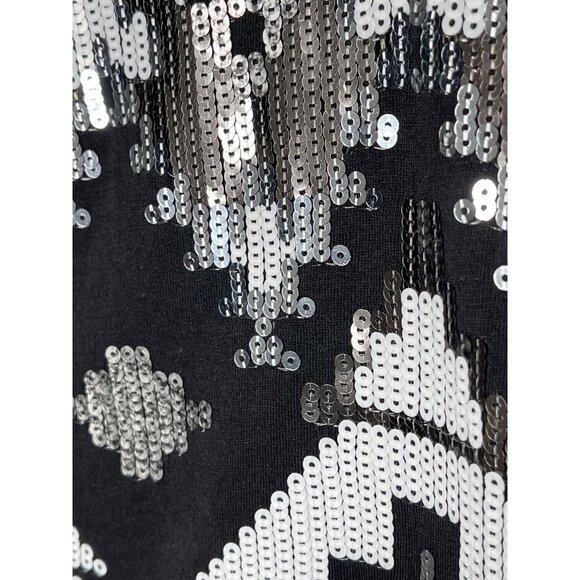 Express Sequin Mini Skirt Women’s Small Black Silver Geometric Party Night Out - Picture 5 of 7